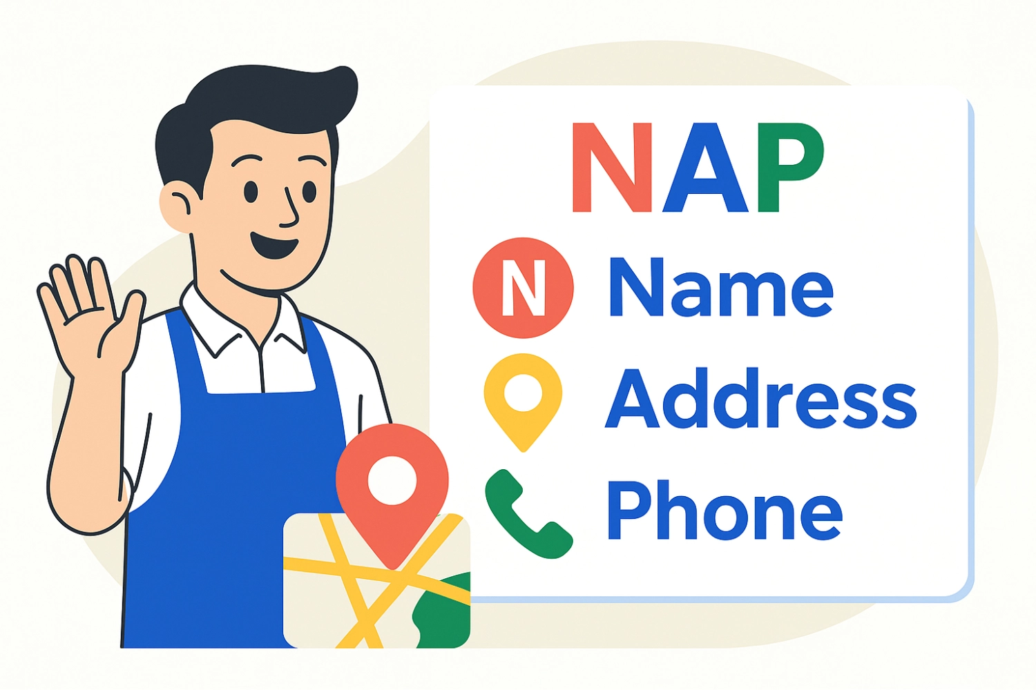 商家資訊：名稱、地址、電話（簡稱NAP）